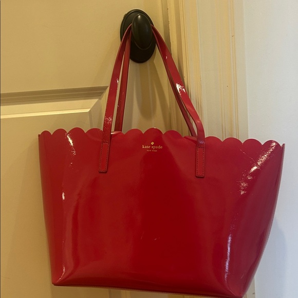 kate spade Handbags - kate spade Glossy Red Scallop-Edge Tote